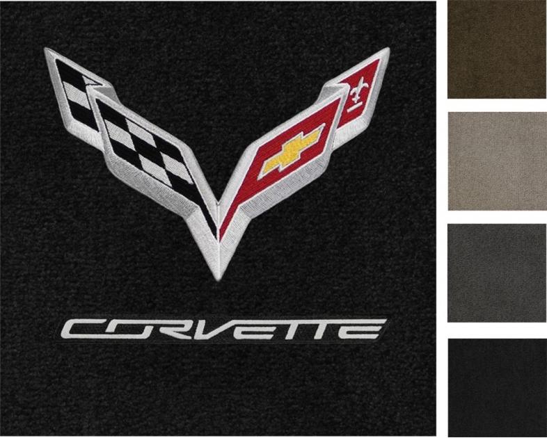 Corvette Floor Mats, 2 Piece Lloyd Ultimat™, with C7 Flags & Corvette Script, 2014-2016