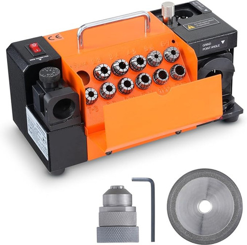 Drill Bits Sharpener, MR-13A Drill Bits Grinder Sharpener 3-13mm, 95 degree to 135 degree Point Angle Adjustable Drill Bit Re-Sharpener, Portable Bits Sharpening Machine with 11 Collets, CBN Wheel for HSS MR-13A