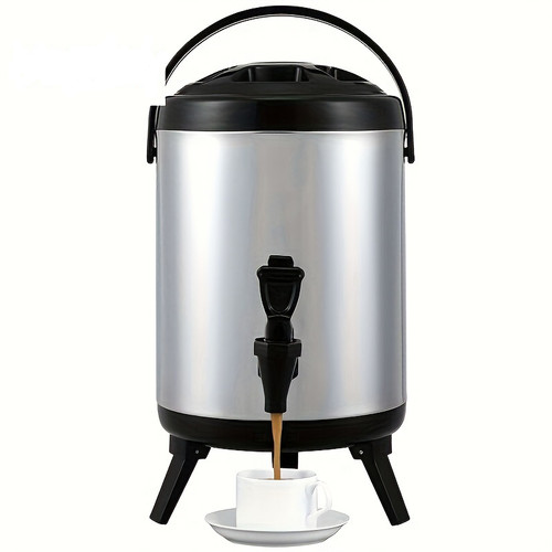 Stainless Steel Insulated Beverage Dispenser, 2.4 Gallon 9.2 Liter, Thermal Hot and Cold Drink Server Dispenser with Spigot Handle, Food-grade for Hot Tea Coffee Water Restaurant Drink Shop