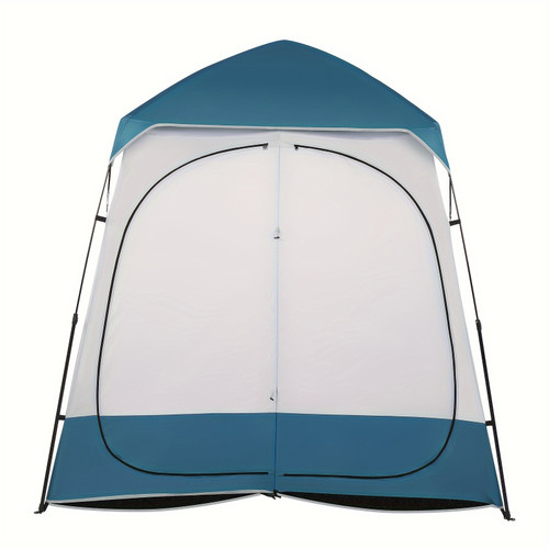 2-Person Instant Pop-Up Privacy Tent - 90x90x48 Inch Lightweight Oxford Cloth Dressing Tent with Ground Stakes & Windproof Ropes, Blue/White High Quality Shelter for Camping, Outdoor Restroom, Shower Booth, Sturdy Support Structure, Camping Tent