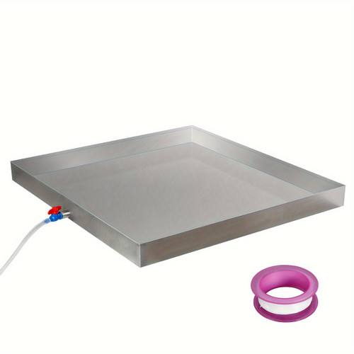 Heavy Duty Stainless Steel Washing Machine Pan Heavy Duty 32 x 30 x 2.5 304 Stainless Steel Washing Machine Pan - Washer Tray For Floor Protection - Compact Washer Drip Tray With Drain Hole & Hose Adapter