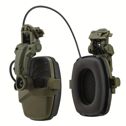 Tactical Shooting Earmuffs, Helmet Mounted, Electronic Sound Pickup, Active Noise Reduction, Hearing Protection, No Battery Required Green