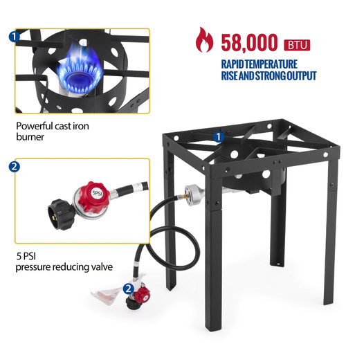 58000 BTU 18 Qt. Outdoor Deep Fryer, 2 Inner Baskets, Fish Fryer for Frying Fish, Chicken Wings, French Fries