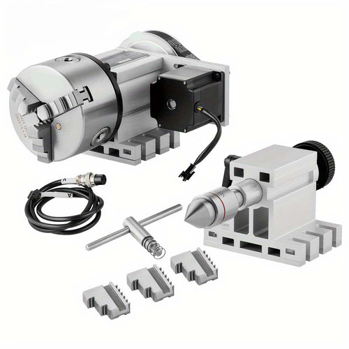 Dividing Head, K11-100mm 3-Jaw Chuck, CNC Router Milling Machine Rotational Axis 4th Axis A Axis Indexing Head, 2.6"/65 Mm Center Height MT2 Tailstock 6:1 Gear Ratio, Universal For Engraving
