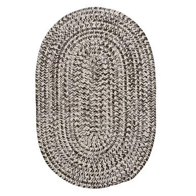 10′ x 13′ Brown and White Handcrafted Reversible Oval Outdoor Area Throw Rug