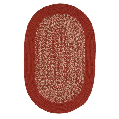 10′ x 13′ Cherry Red and White All Purpose Handcrafted Reversible Oval Outdoor Area Throw Rug
