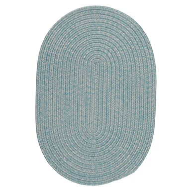 10′ x 14′ Pale Blue All Purpose Handcrafted Reversible Oval Outdoor Area Throw Rug