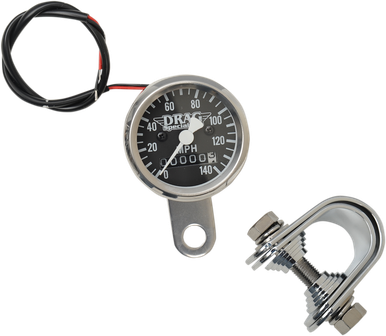 DRAG SPECIALTIES Mini Speedometer - Black - 2240:60 Ratio - 1-7/8" 21-6960DS-BX15A