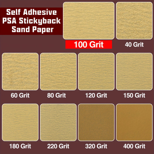 1 Roll 100 Grits Self-Adhesive Sandpaper, 2-3/4" x 10 Yard, PSA Sticky back Sand Paper Sheets for Automotive & Woodworking, Compatible with Sanding Blocks, Fabric Material