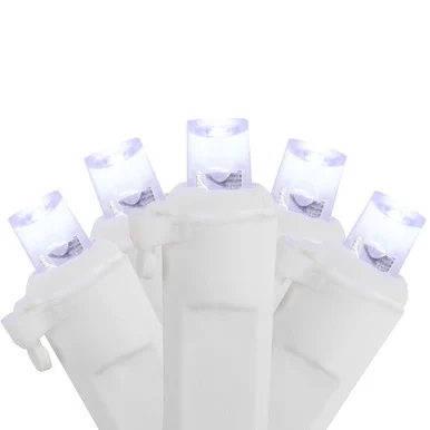 100ct Pure White LED Wide Angle Christmas Lights, 33ft White Wire
