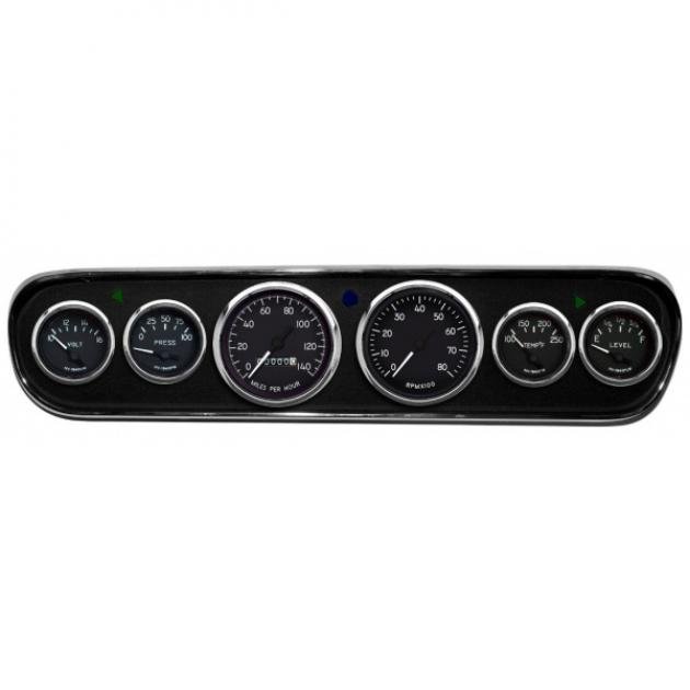 Mustang - New Vintage USA 1940 Series DIY Gauge Panel Kit - 6 Gauge Package, Black Dial, 1964-1966 - Mechanical Speedometer MPH