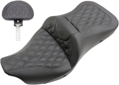 SADDLEMEN Heated Lattice Stitched Road Sofa Seat - With Backrest 808-07B-182BRHC
