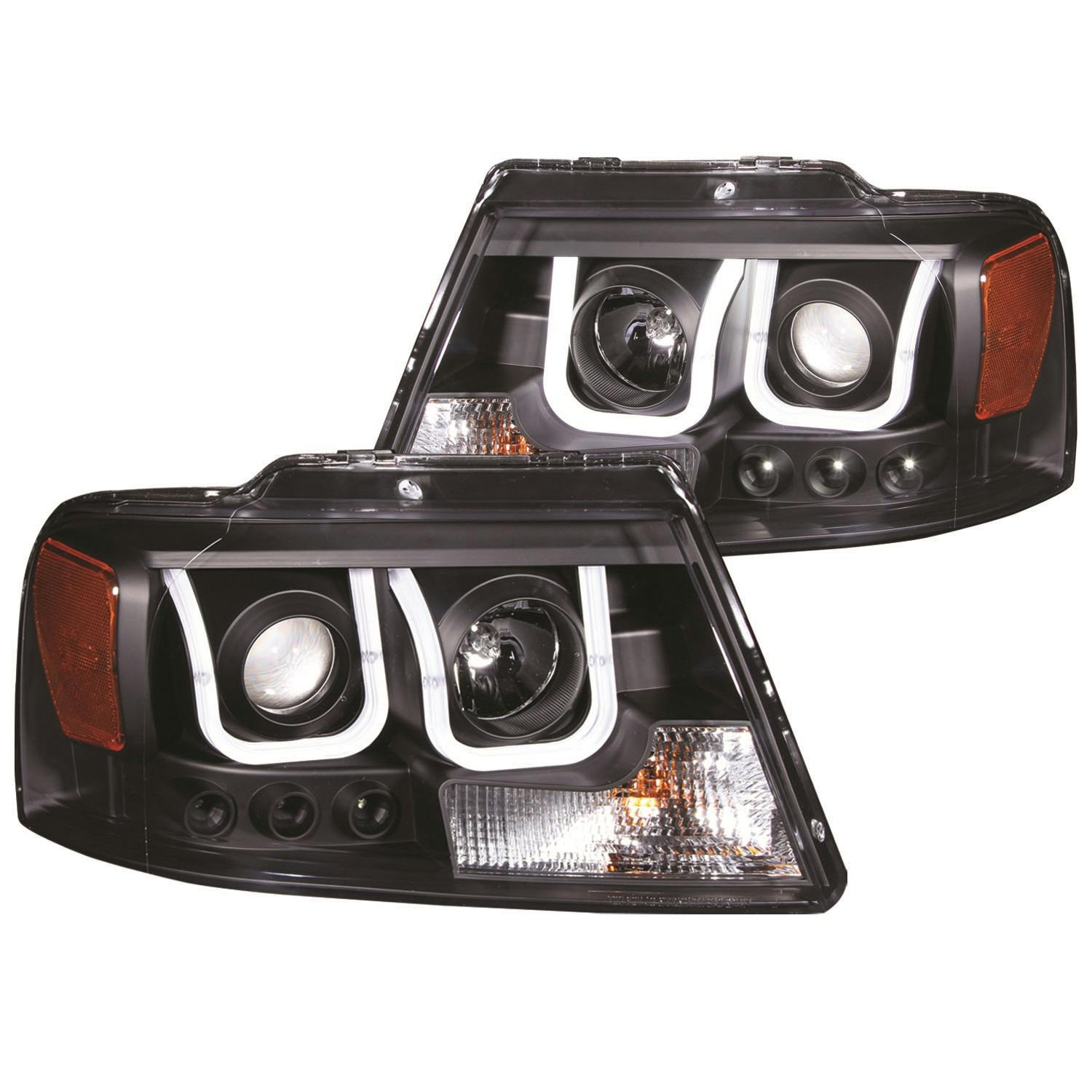 AnzoUSA 111288 Projector Headlights with U-Bar Black