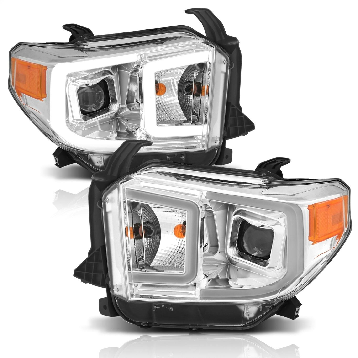 AnzoUSA 111415 Projector Headlights with Plank Style Switchback Chrome with Amber