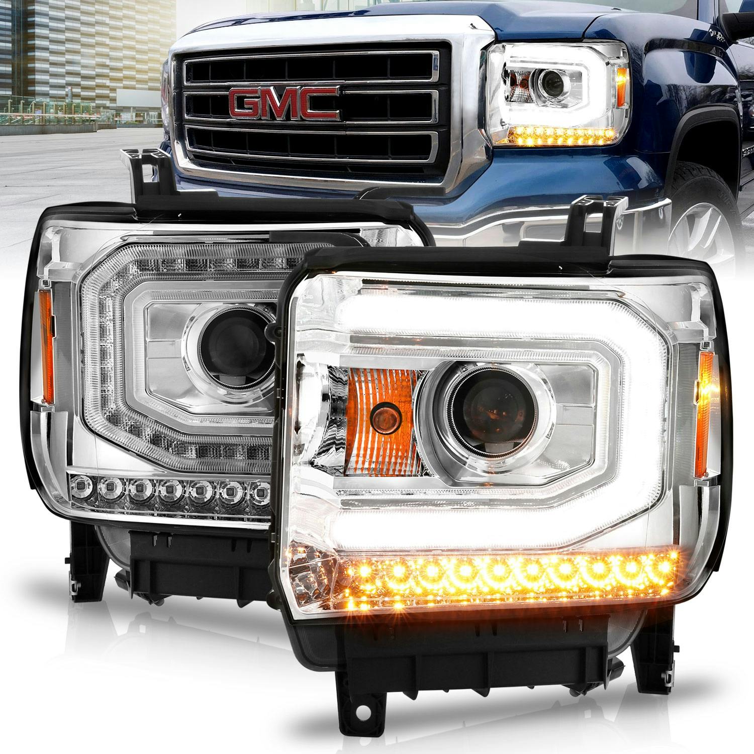 AnzoUSA 111514 Projector Headlight Set w/Halo