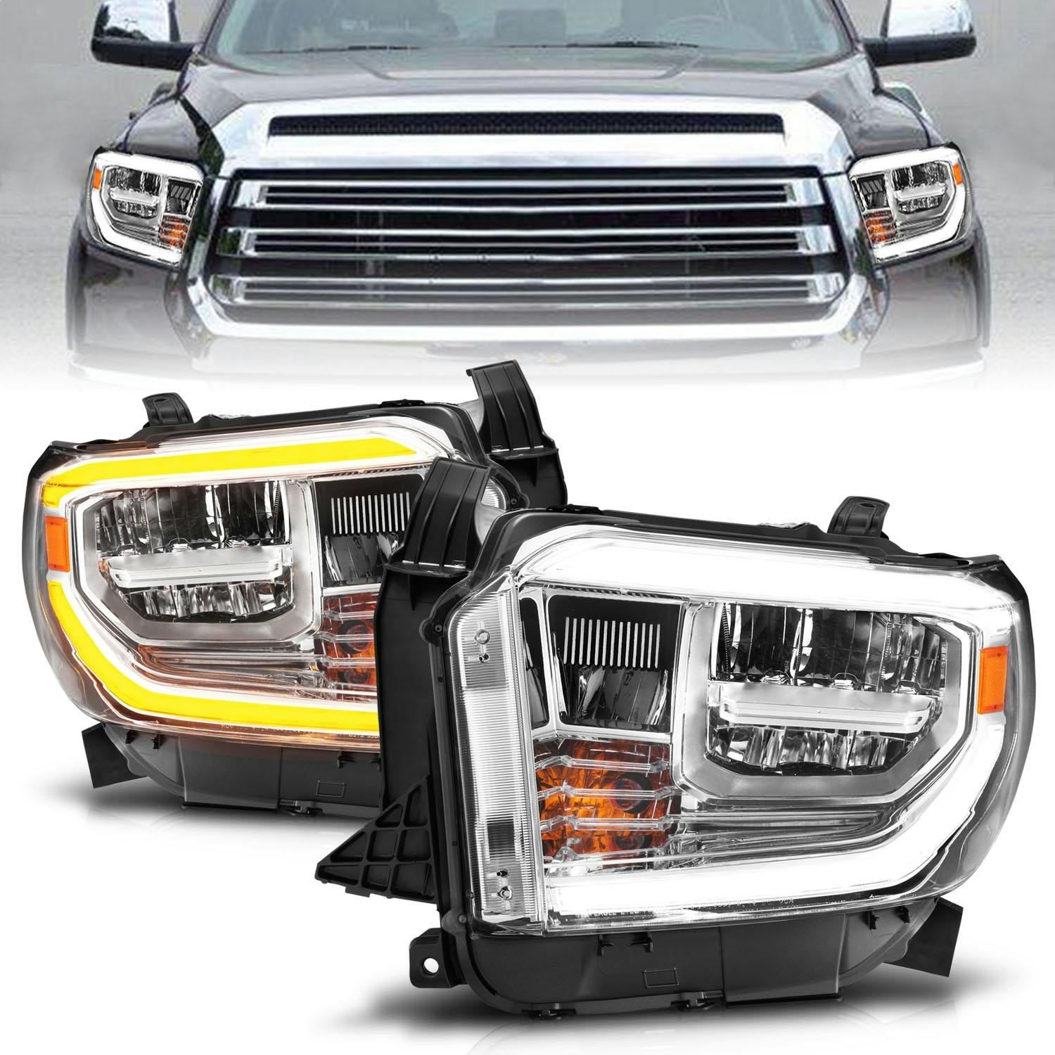 AnzoUSA 111532 LED Crystal Headlights with Switchback Chrome Housing with Drl
