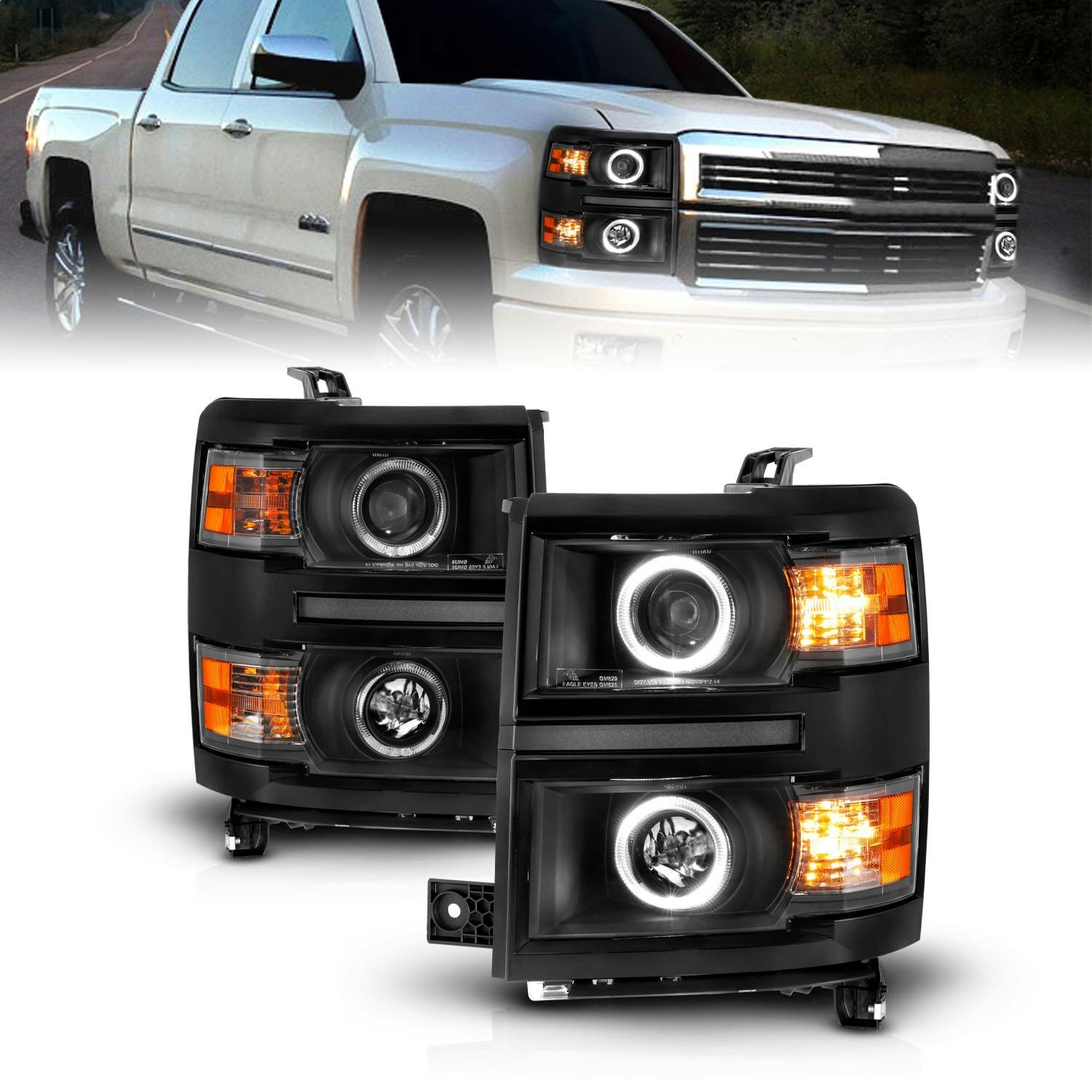 AnzoUSA 111583 Projector Headlight Set w/Halo