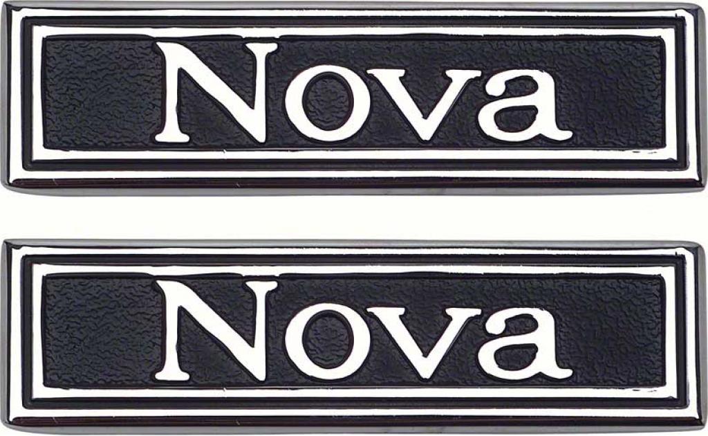 1969-72 Nova, Door Panel Emblems, with Custom Interior, Pair, GM Licensed