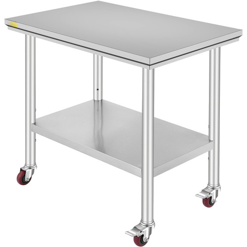Stainless Steel Work Table 36x24 Inch With 4 Wheels Commercial Food Prep Worktable With Casters Heavy Duty Work Table For Commercial Kitchen Restaurant Portable Bars