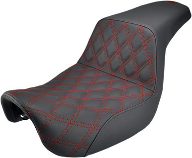 SADDLEMEN Step Up Seat - Lattice Stitched - Red Stitched - Dyna 806-04-172RD