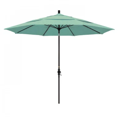 11ft Outdoor Sun Master Series Patio Umbrella: Crank Lift, Arctic Blue
