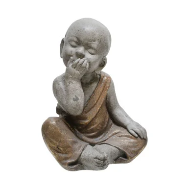 12″ Gray and Gold No Speak Baby Monk Decorative Figurine