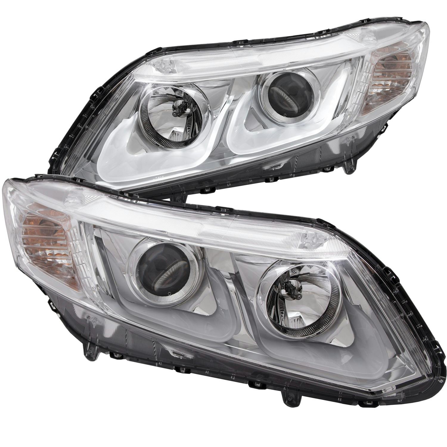AnzoUSA 121478 Projector Headlights with U-Bar Chrome