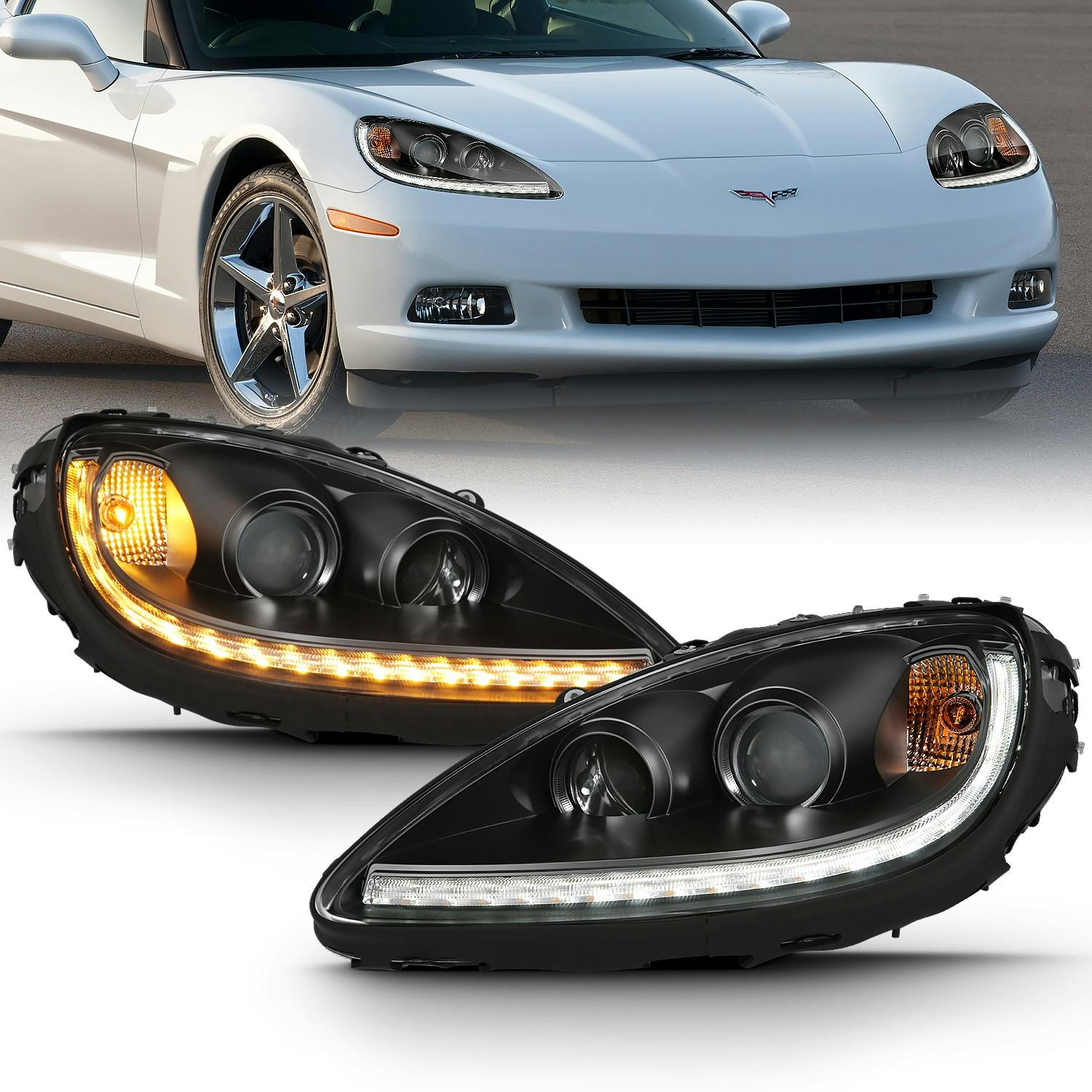 AnzoUSA 121553 Projector Headlight Set w/Halo