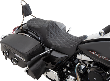 DRAG SPECIALTIES Predator III 2- Up Seat - Double Diamond - Silver 0801-1305
