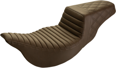 SADDLEMEN Step Up Seat - Tuck and Roll/Lattice Stitched - Brown -FLH 808-07B-176BREX
