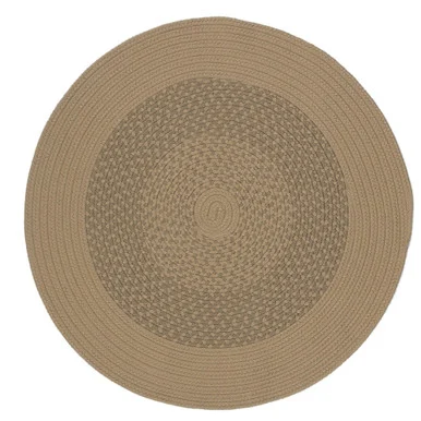 13′ Cedar Brown Bordered All Purpose Handcrafted Reversible Round Outdoor Area Throw Rug