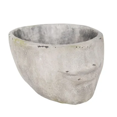 14.75″ Gray Distressed Finish Face Flower Pot