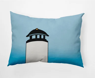14″ x 20″ Blue and White Safe Harbor Rectangular Outdoor Throw Pillow