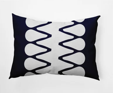 14″ x 20″ Blue and White Zipped Outdoor Throw Pillow