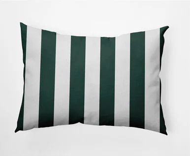 14″ x 20″ Green and White Rugby Stripe Outdoor Throw Pillow
