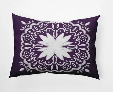 14″ x 20″ Purple and White Cuban Tile Rectangular Outdoor Throw Pillow