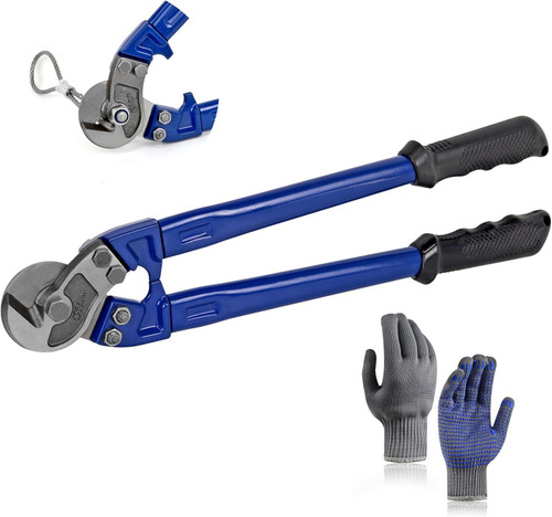 18" Heavy Duty Wire Rope Cutter,Steel Wire Cutters w/Ergonomic Handle Design, Hardened Cable Cutter Cuts Up to 5/16" for Wire rope, Stainless Steel Wire, Copper and Aluminium