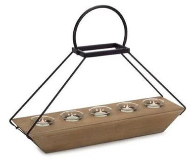 15″ Framed Petite Candle Holder with Five Votive Cups and Carrying Handle