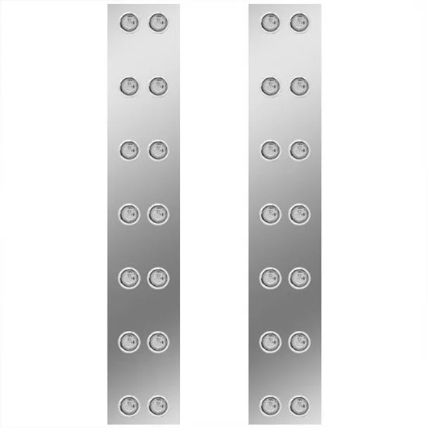15 Inch Stainless Steel Rear Air Cleaner Panels W/ 28 – 2 Inch Red/Clear LEDs For Kenworth W900B/W900L