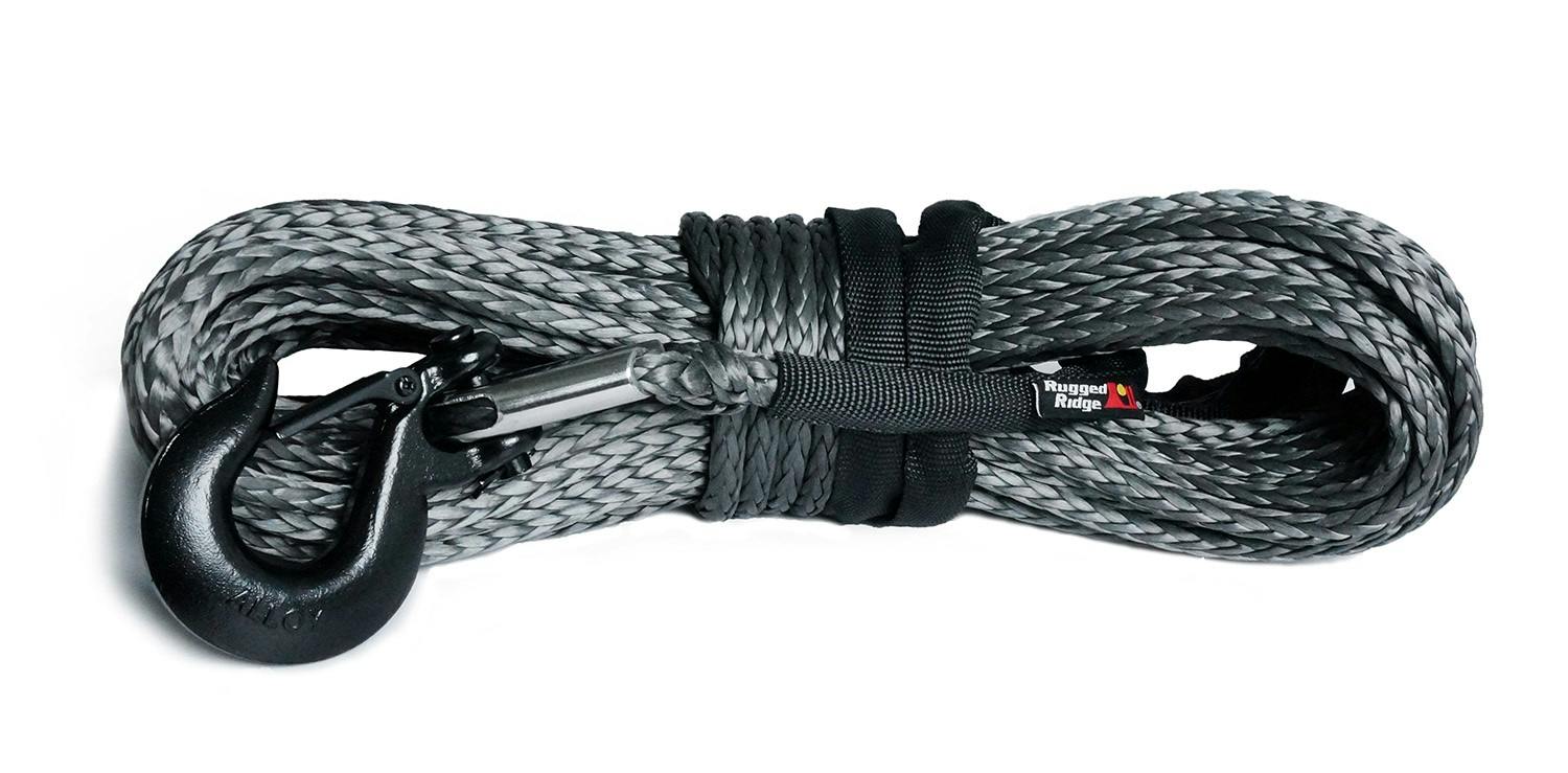 Rugged Ridge 15102.12 Synthetic Winch Line; Dark Gray; 7/16-inch x 90 feet; Universal