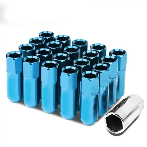 JDM Open-End Hexagon 20 Lug Nuts Set Adapter Key M12X1.25 25mm OD/60mm Tall light Bluecolor