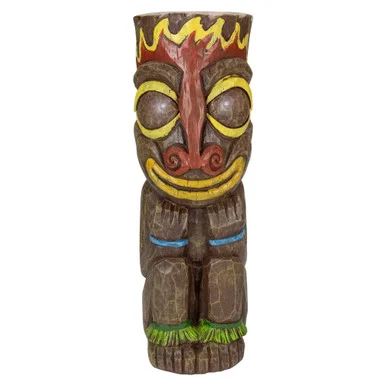 16″ Solar Lighted Polynesian Fire Tiki Statue – Guardian of Light and Luck for Your Outdoor Space