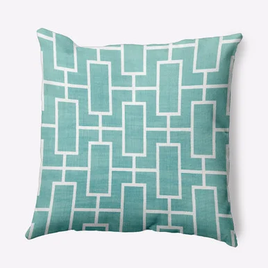 16″ x 16″ Blue and White Lattice Outdoor Throw Pillow