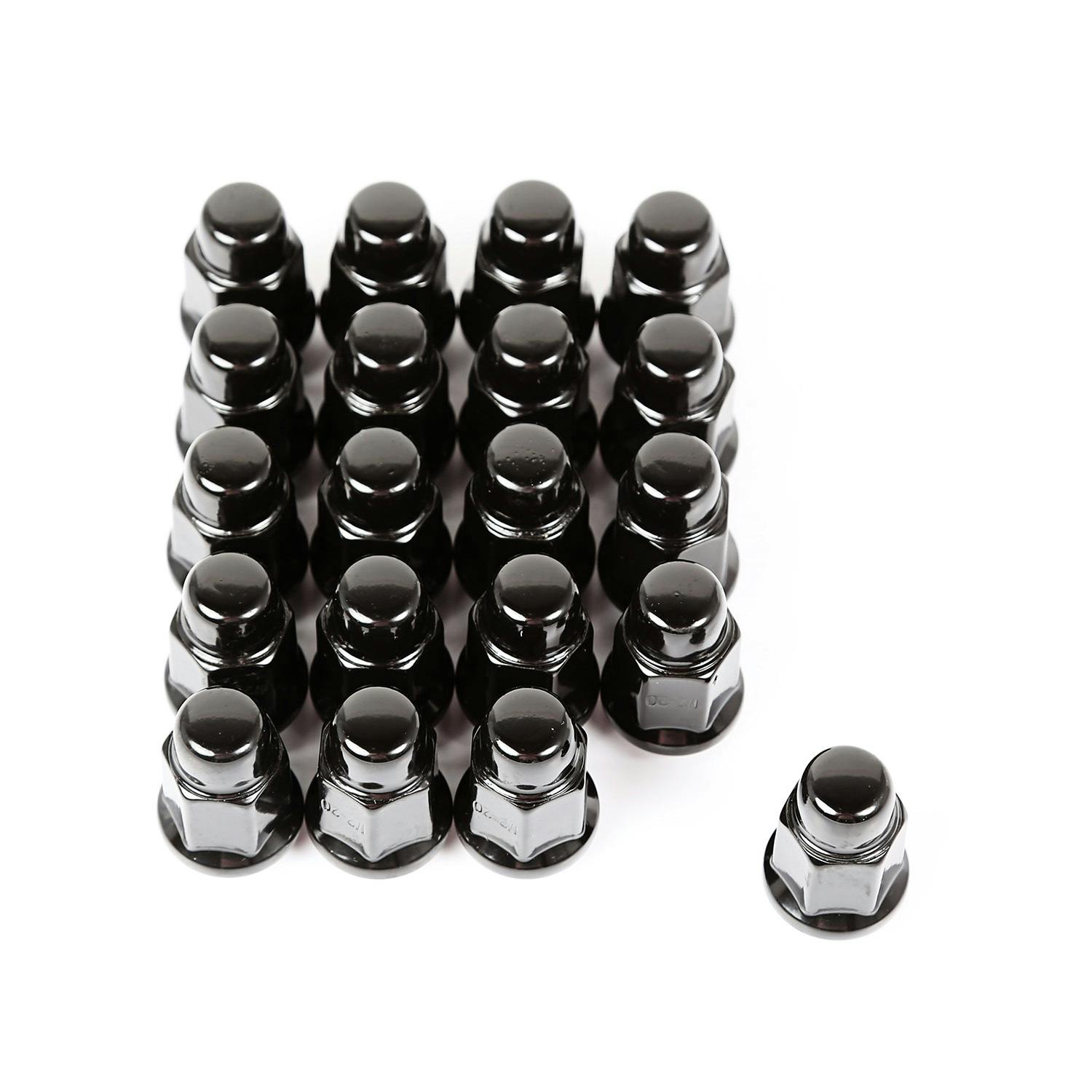 Rugged Ridge 16715.23 Wheel Lug Nut; Set of 20; Black; 1/2-20