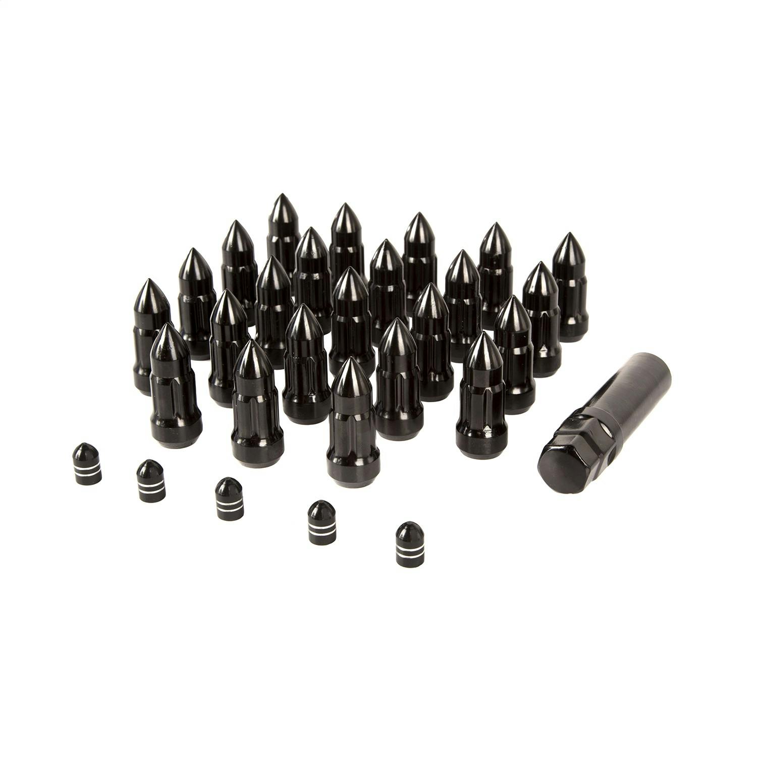 Rugged Ridge 16715.27 Bullet Lug Nut and Valve Stem Cap Kit, Black