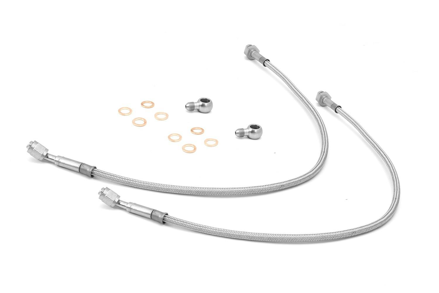 Rugged Ridge 16734.08 Front Brake Hoses; Stainless Steel; 97-06 Jeep Wrangler TJ