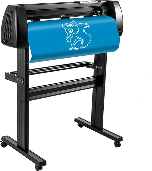 Vinyl Cutter Machine 34 Inch Paper Feed Cutting Plotter Bundle Adjustable Force & Speed Vinyl Printer, LCD Display Windows Compatible Sign Making kit with Signmaster Software, Supplies, 3 Blades