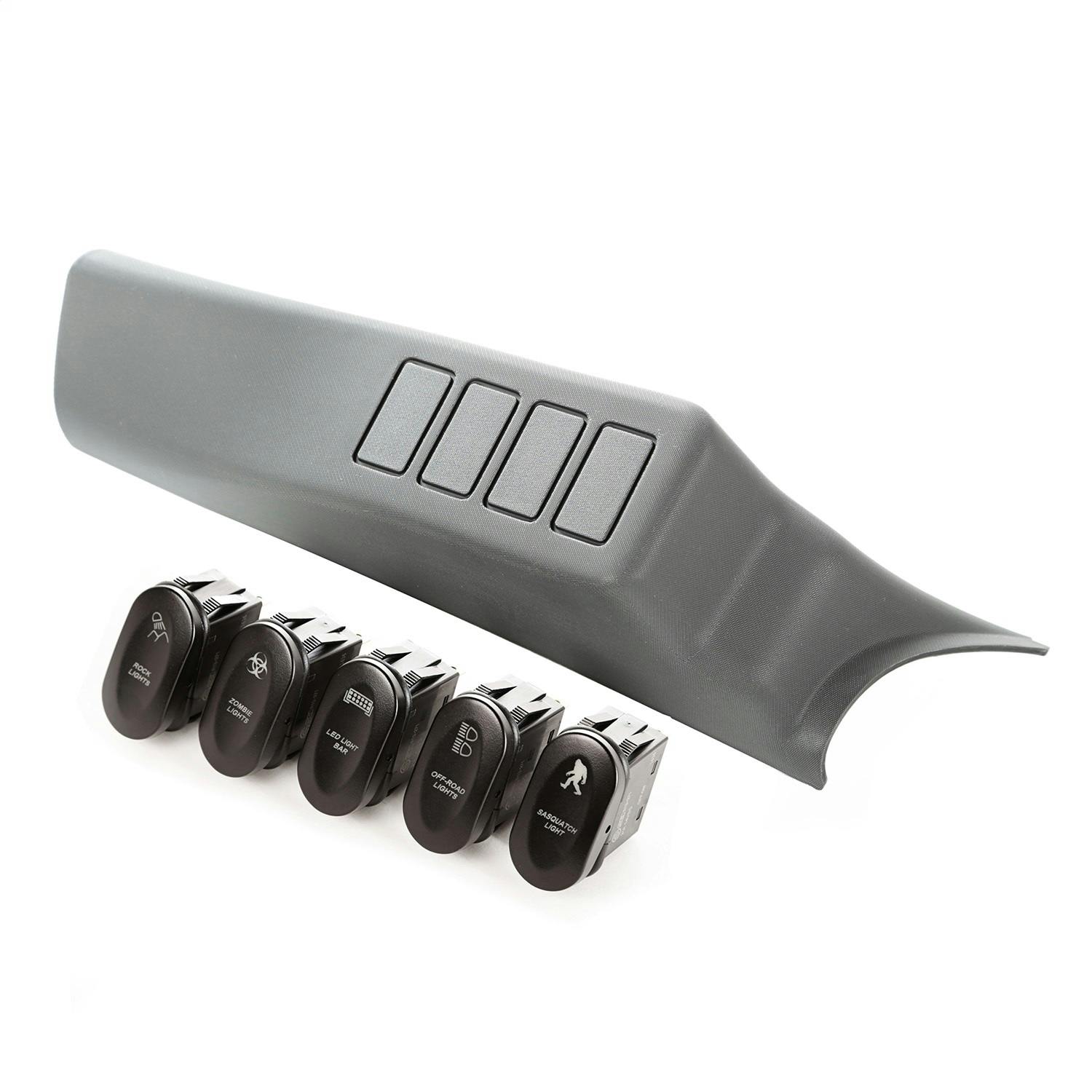 Rugged Ridge 17235.70 Etched A-Pillar 4 Switch Pod Kit Left Hand; 07-10 Jeep Wrangler JK