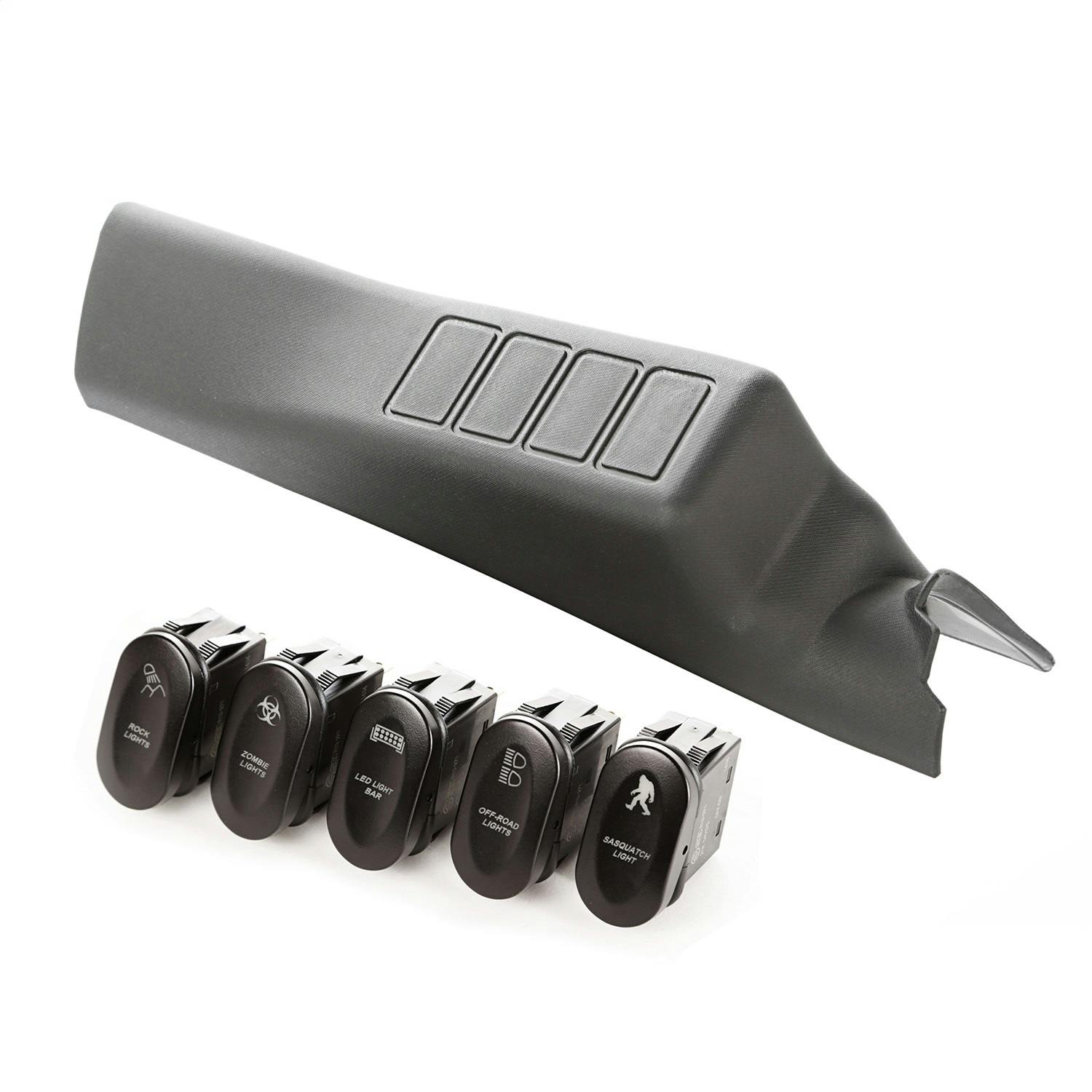 Rugged Ridge 17235.71 Etched A-Pillar 4 Switch Pod Kit Left Hand; 11-17 Jeep Wrangler JK