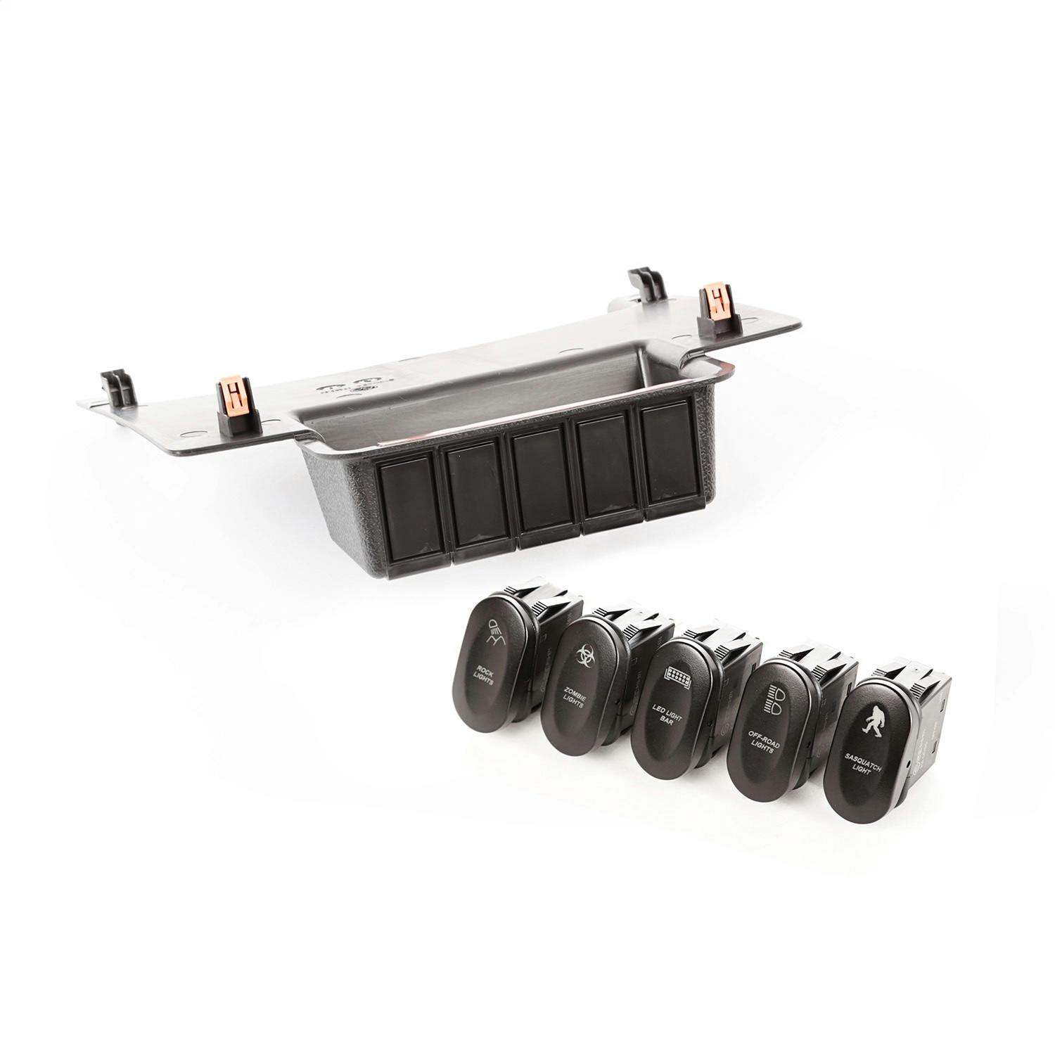 Rugged Ridge 17235.73 Etched Lower 5 Switch Panel Kit; 11-17 Jeep Wrangler JK